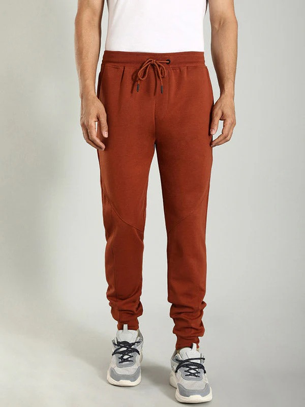Indian Terrain Men's Regular Fit Solid Brown Track Pants